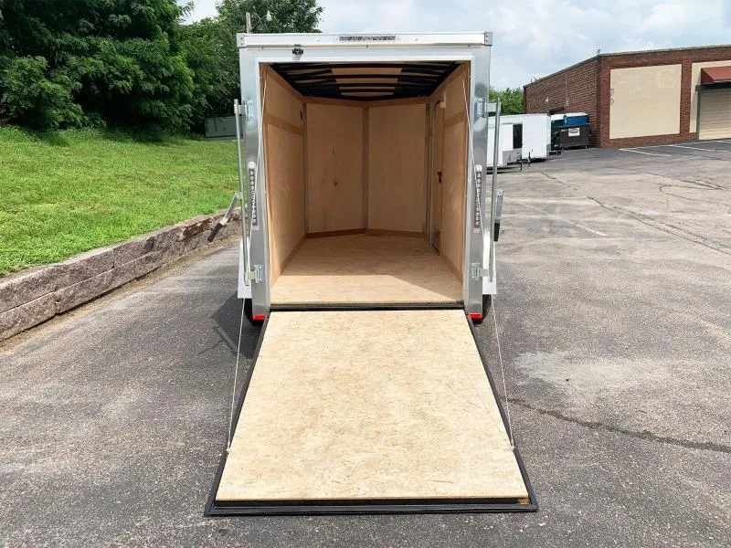 Ramp door open on the rear of the 5x10 enclosed trailer