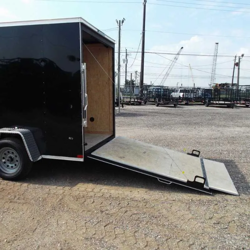 6x10 enclosed cargo trailer - ramp view