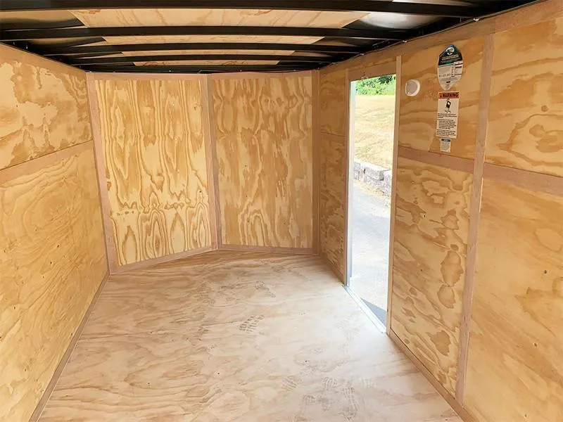 7x16 enclosed cargo trailer - interior view with plywood floor