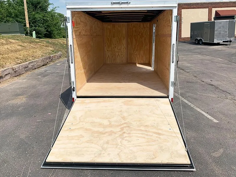 7x16 enclosed trailer - rear ramp door open