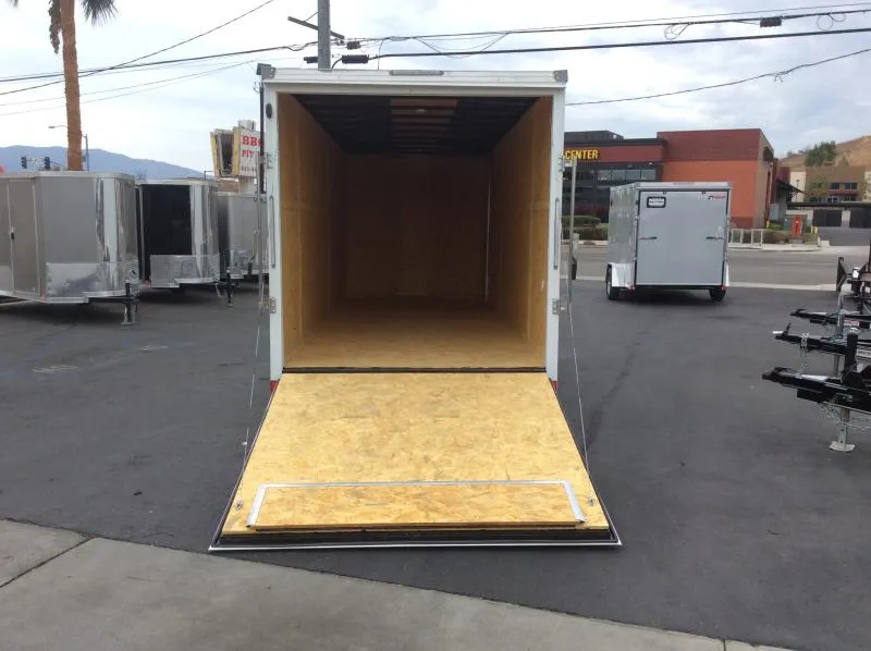 7x20 enclosed cargo trailer – ramp door open