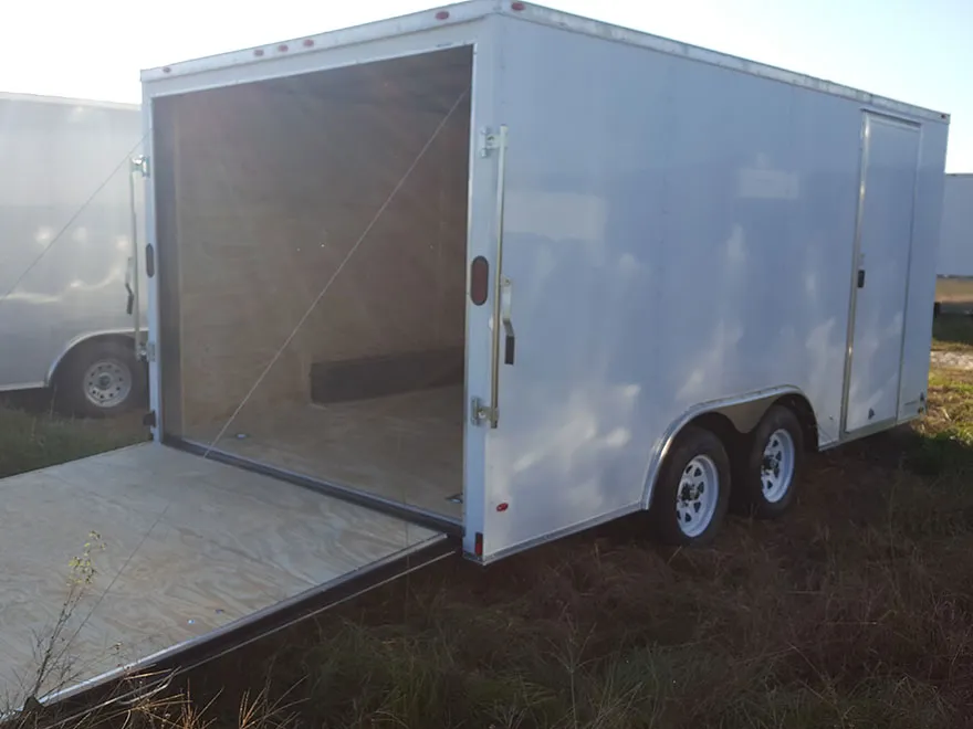 8.5x20 enclosed trailer - ramp door open (car hauler)