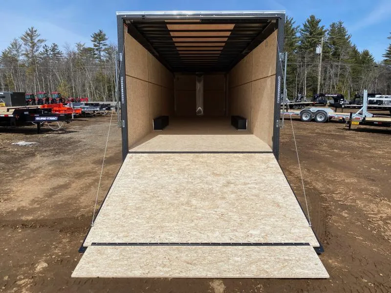 8.5x32 enclosed trailer - ramp door open