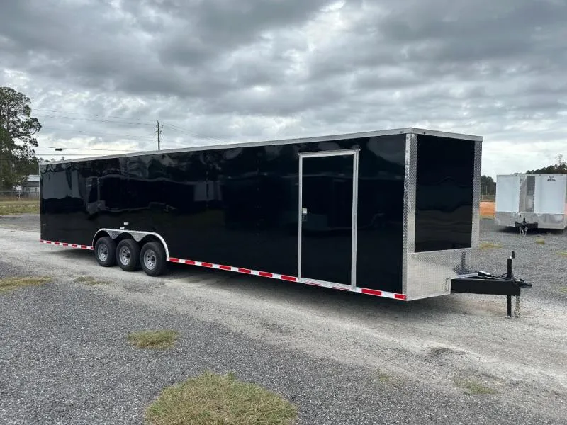 8.5x34 enclosed trailer for sale - front and side view