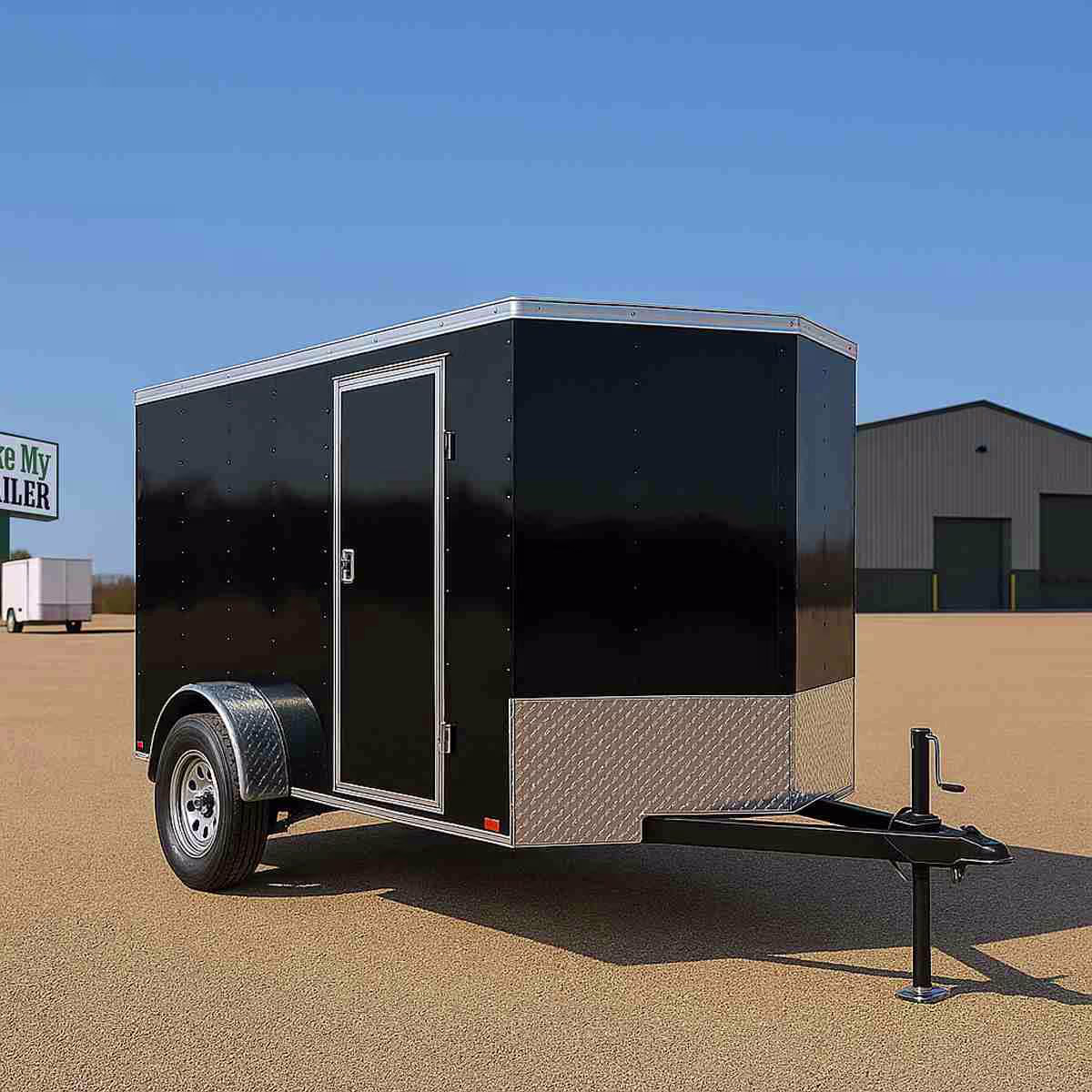 Black 5' wide enclosed trailer